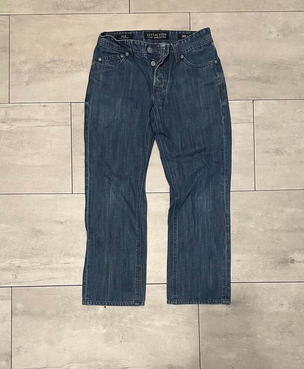 Affliction Ace Slim Straight Jeans Size 30x32 Blue Denim